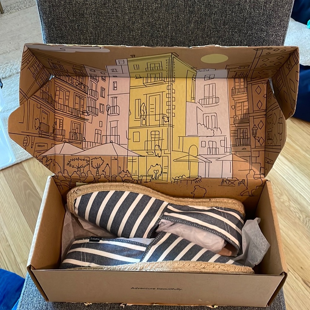 Soludos Men's Original Classic Stripe - Light Navy White - Light Navy White / 10